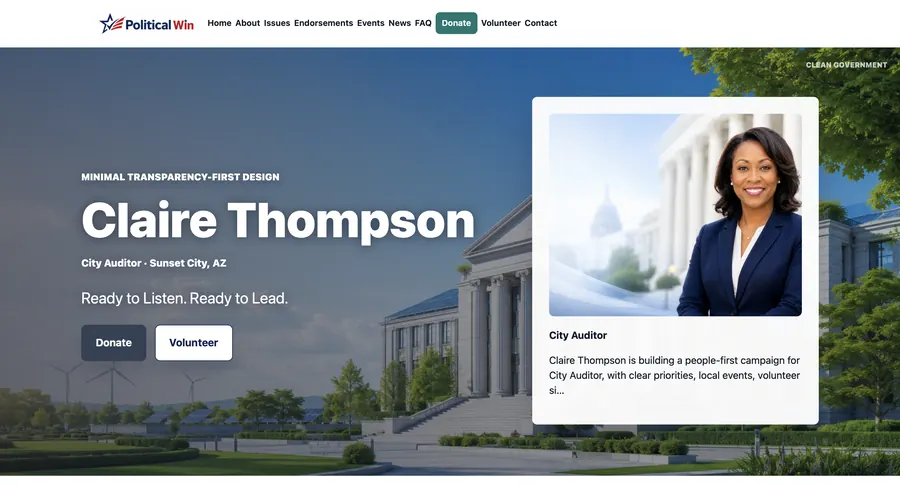 Clean Government campaign website template preview